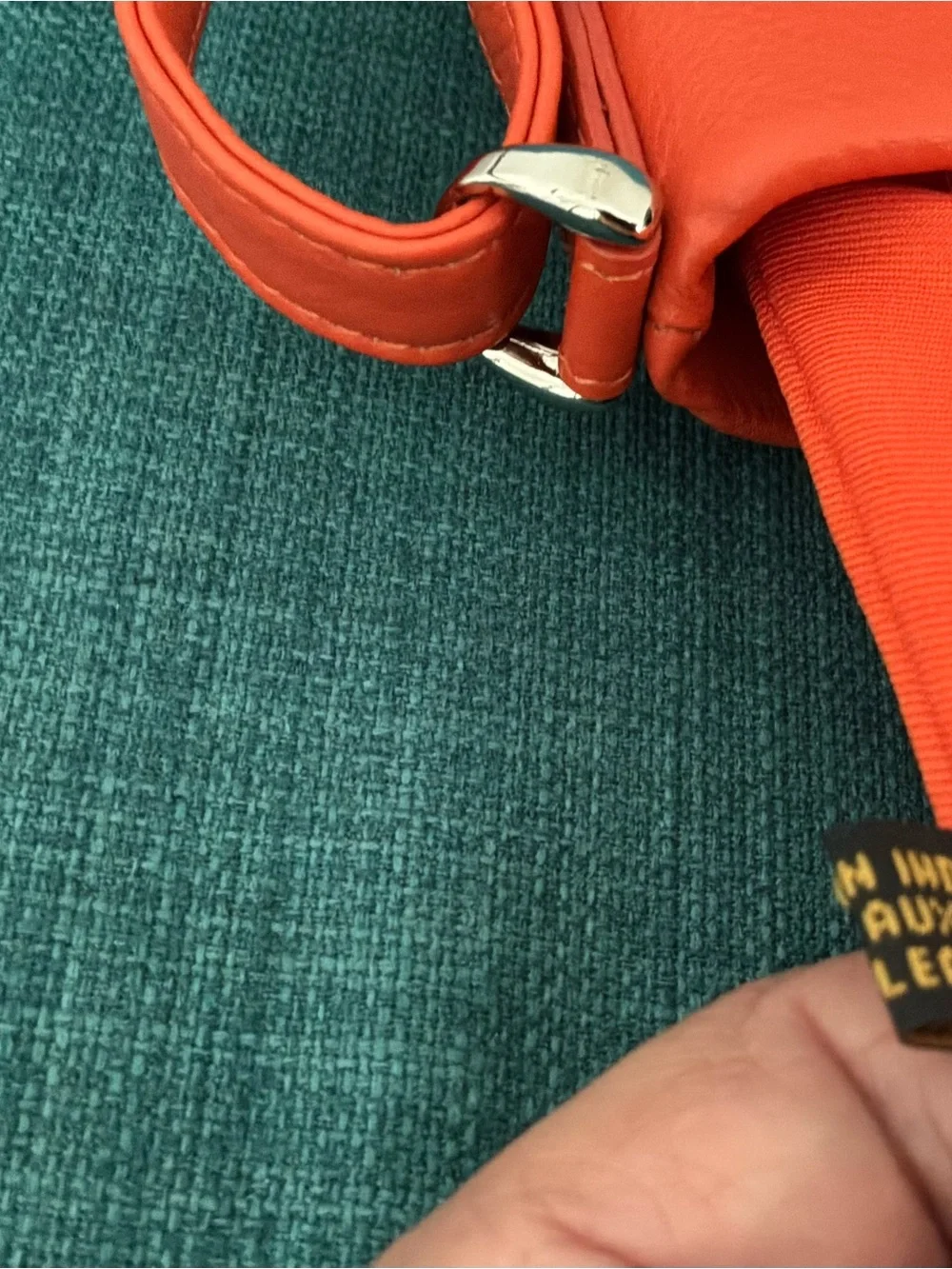 ili New York Double Zip Genuine Leather Organizer Crossbody Bag-Vibrant Orange